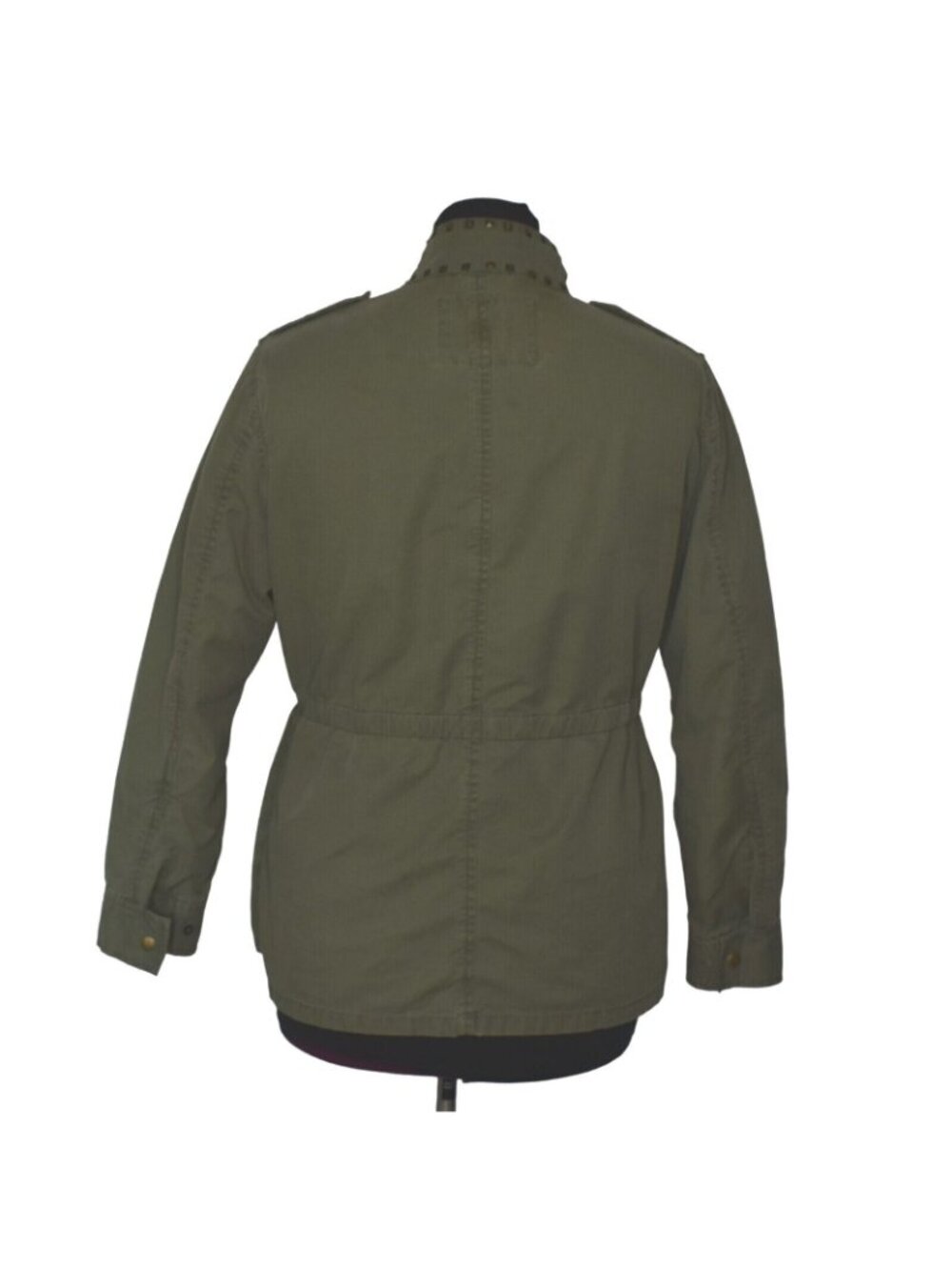 GAP Utility Jacket Coat Small Studded Army Green Pockets Cinch Waist Cotton - Picture 4 of 8